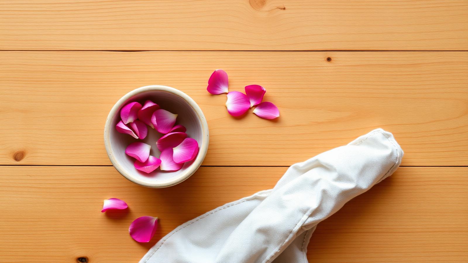 Warm ceramic bowl of pink and orange flower petals